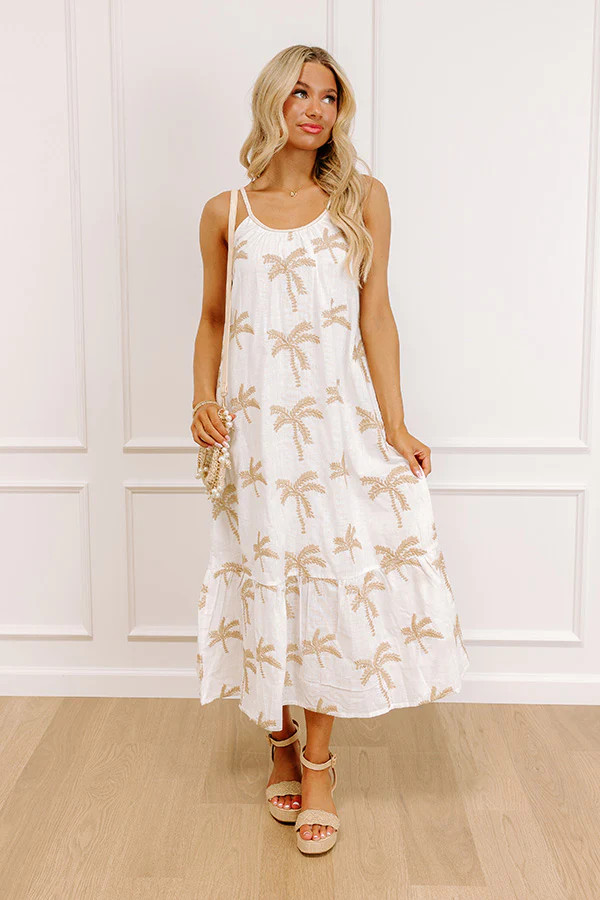 Palm Trees Please Embroidered Midi Dress | Impressions Online Boutique