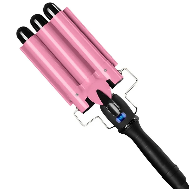 3 Barrel Curling Iron Wand, Jungle Wave 1" Ceramic Triple Barrels Hair Crimper with LCD Display, ... | Walmart (US)