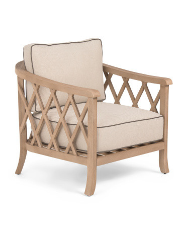 28X27 Outdoor Eucalyptus Wood Accent Chair, Polyester | TJ Maxx