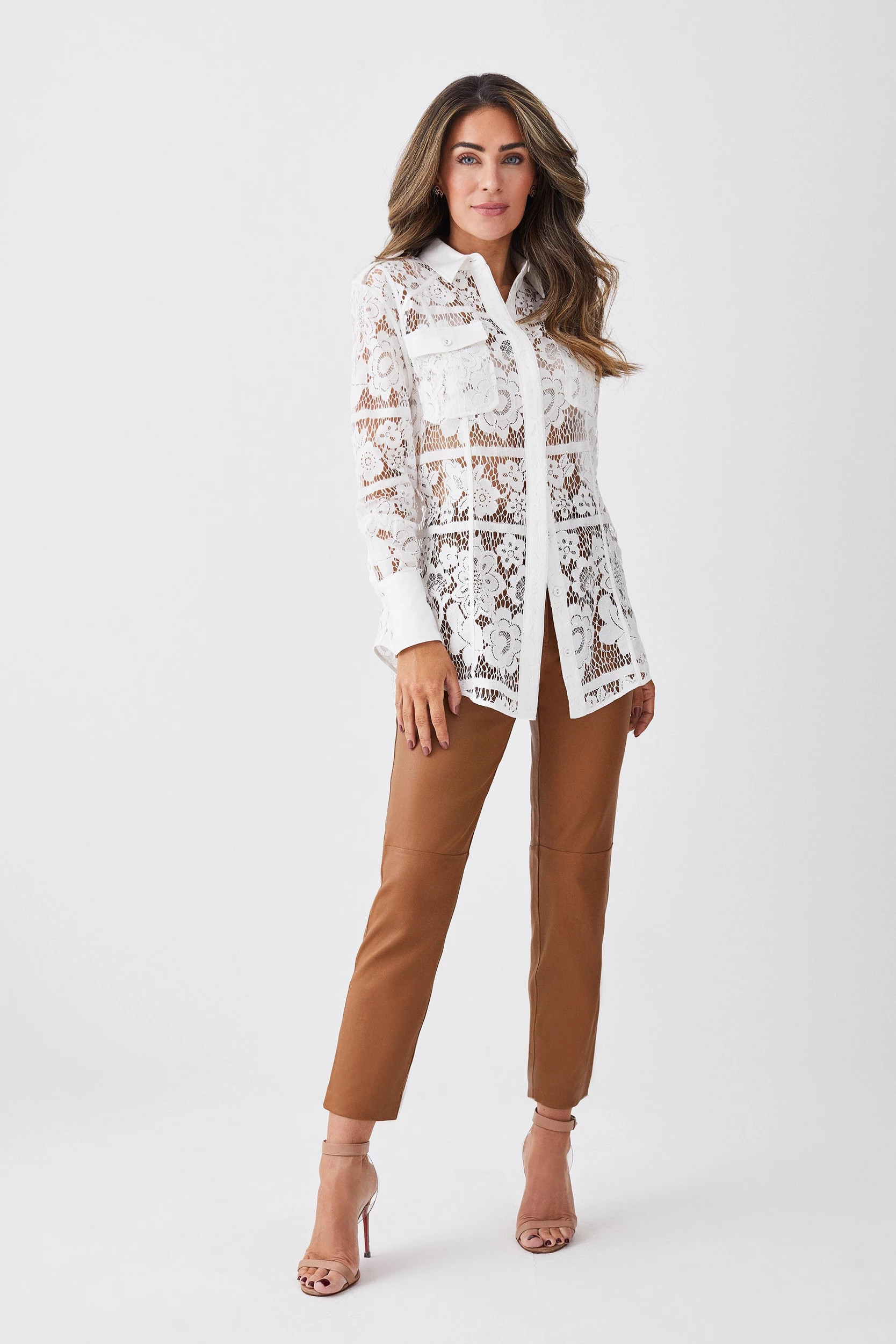 Lydia Millen Stretch Leather Slim Leg Trousers | Karen Millen UK + IE + DE + NL