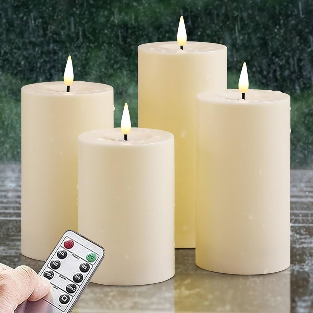 2.8” x 3.8” 4.8” 4.8” 5.8” Flameless LED Waterproof Remote Pillar Candles, Timer Batter... | Amazon (US)