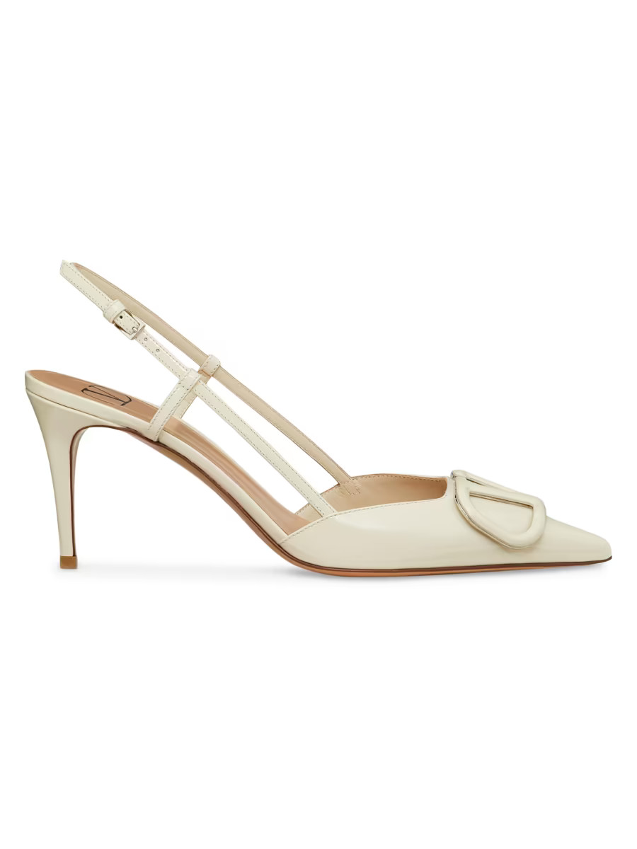 VLogo Signature Patent Leather Slingback Pumps | Saks Fifth Avenue