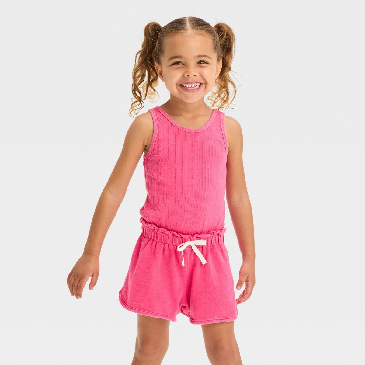 Toddler Girls' Ribbed Romper - Cat & Jack™ Pink 5T | Target