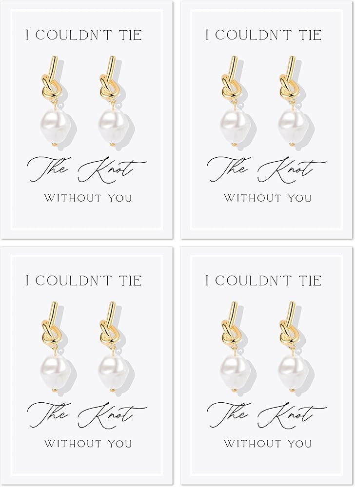 Bridesmaid Gifts Set Gold Knot Pearl Earrings, Bridesmaid Jewelry Set for Bridesmaids Maid of Hon... | Amazon (US)