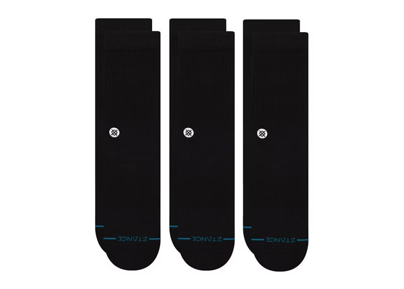Men's Stance Icon Crew Socks (3 Pack) in Black | StockX
