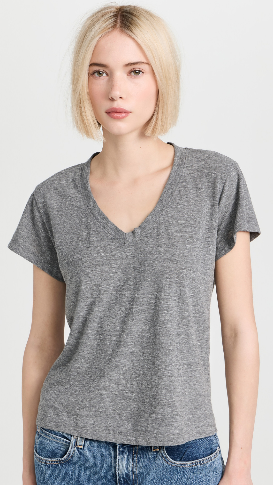 perfectwhitetee Hendrix Cotton Boxy V Neck Tee White S | Shopbop
