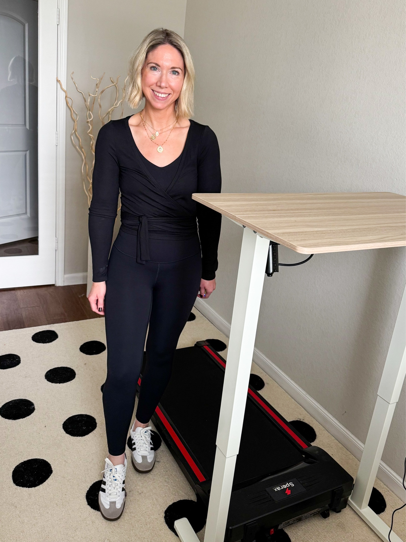 Walking pad walks with adjustable desk - I try to reach 10k steps a day 


Athleisure outfit: 
Sports bra size small

Wrap top size small 

Leggings size XS

Adjustable height desk 

Walking pad 


#ltkmomlife #ltkover40 #ltkfindsunder50 #ltkfindsunder100 #ltksalealert

#LTKActive #LTKfitnessgoals #LTKootd
