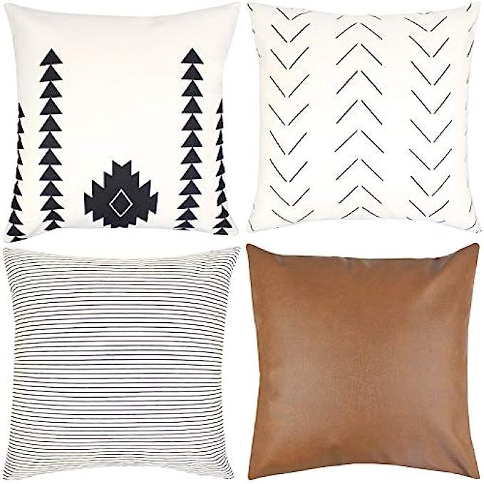 Woven Nook Decorative Throw Pillow Covers ONLY for Couch, Sofa, or Bed Set of 4 18x18 20x20 and 22x2 | Amazon (US)