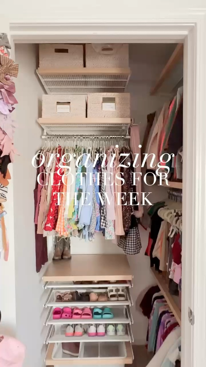 I’ve devised a system for organizing Eliza’s school clothes for the week and she loves it! The bottom drawer of her Elfa closet system was under utilized, so I used drawer dividers and labels to create a space for each week day that Eliza can easily access! home organization closet organization kid closet storage over the door storage Elfa solution 

#LTKVideo #LTKHome #LTKKids