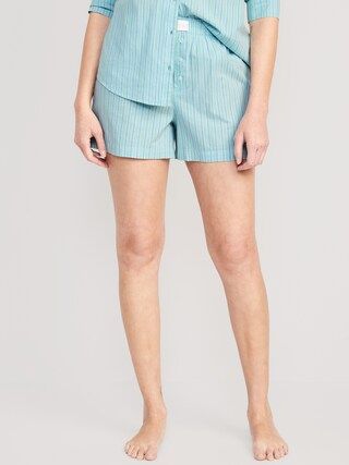 High-Waisted Printed Poplin Pajama Shorts for Women -- 3.5-inch inseam | Old Navy (US)