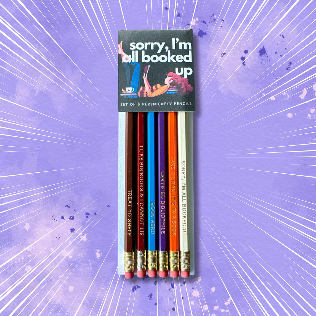 Book Lover Pencils Set, Funny Bookish Gift, Gold Foil Pencils - Etsy | Etsy (US)