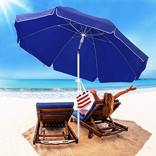 ROWHY 6.5FT Beach Umbrella UV 50+ Outdoor Portable Sunshade Umbrella With Push Button Tilt Sand Anch | Amazon (US)