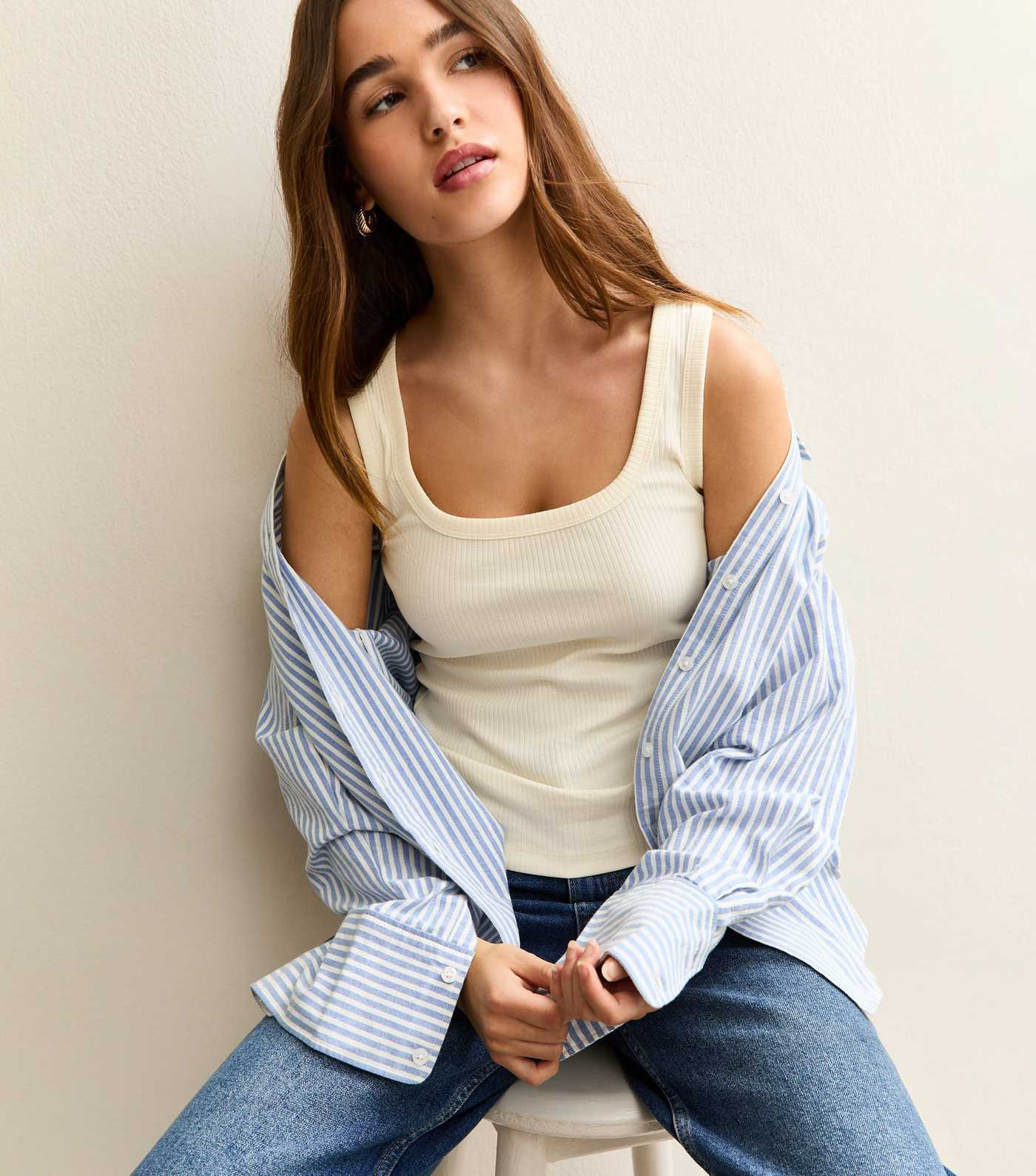 Cream Square Neck Vest Top | New Look | New Look (UK)