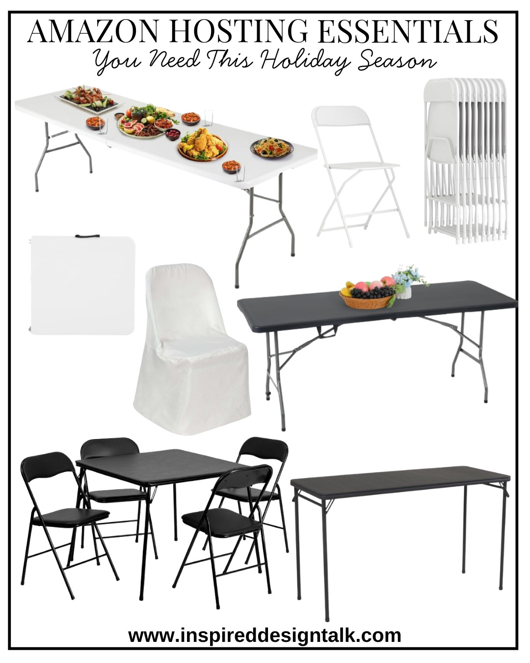  
Folding table and chair hosting essentials for the holidays or party time  
 

#LTKFestival #LTKHome #LTKSeasonal