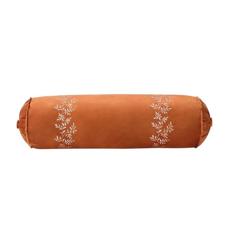 My Texas House 8" x 24" Ginger Button Ruched Velvet Bolster Decorative Pillow | Walmart (US)