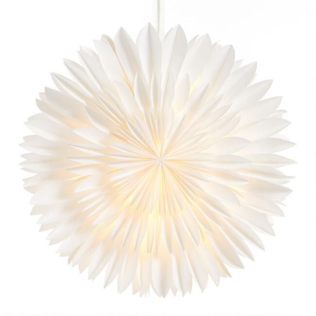 White Feathered Paper Snowflake Pendant Shade | World Market