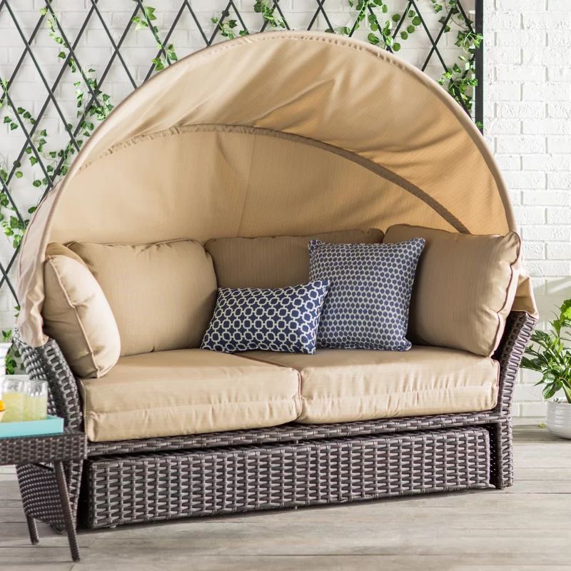 Billue 71'' Wide Outdoor Wicker Patio Daybed with Cushions | Wayfair North America