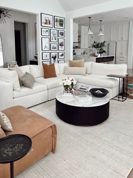 Living room styling with my round coffee table that I love! Looks stunning in the home. Appreciate the hand-finished pine with the complementary marble and brass. Linking living room furniture and styling decor 

#LTKhome #LTKstyletip