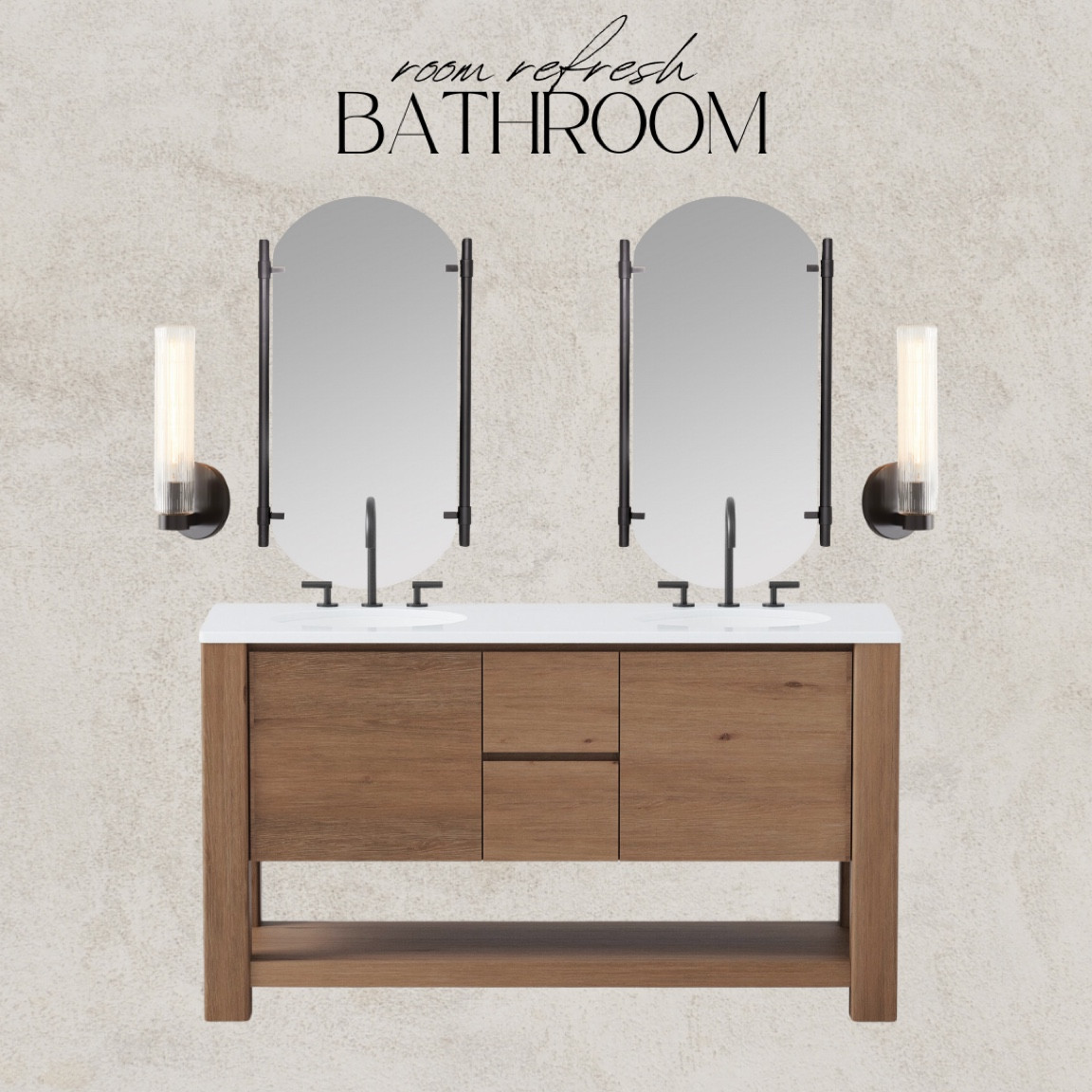 Bathroom refresh from West Elm. Wood vanity, double vanity, wall sconce, vanity mirror

#LTKsalealert #LTKhome #LTKSeasonal