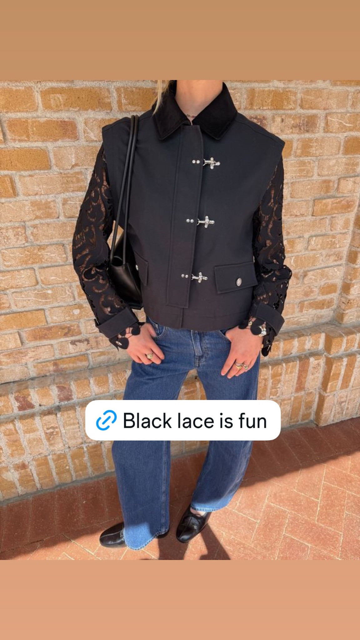 Barn jacket, black lace jacket, cool girl style ￼

#LTKootd #LTKmomlife #LTKgrwm