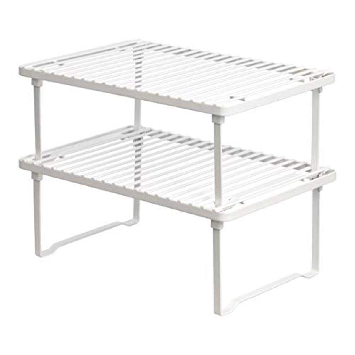 Amazon Basics Stackable Metal Kitchen Storage Shelves, Set of 2 - White | Amazon (US)