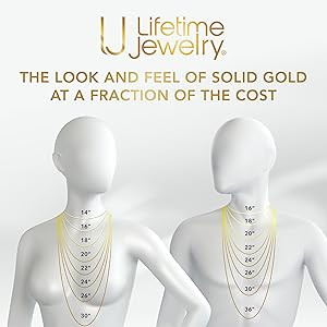 LIFETIME JEWELRY Beveled Cuban Link Curb Chain Necklaces 24k Real Gold Plated (3mm, 6mm & 9.5mm) | Amazon (US)