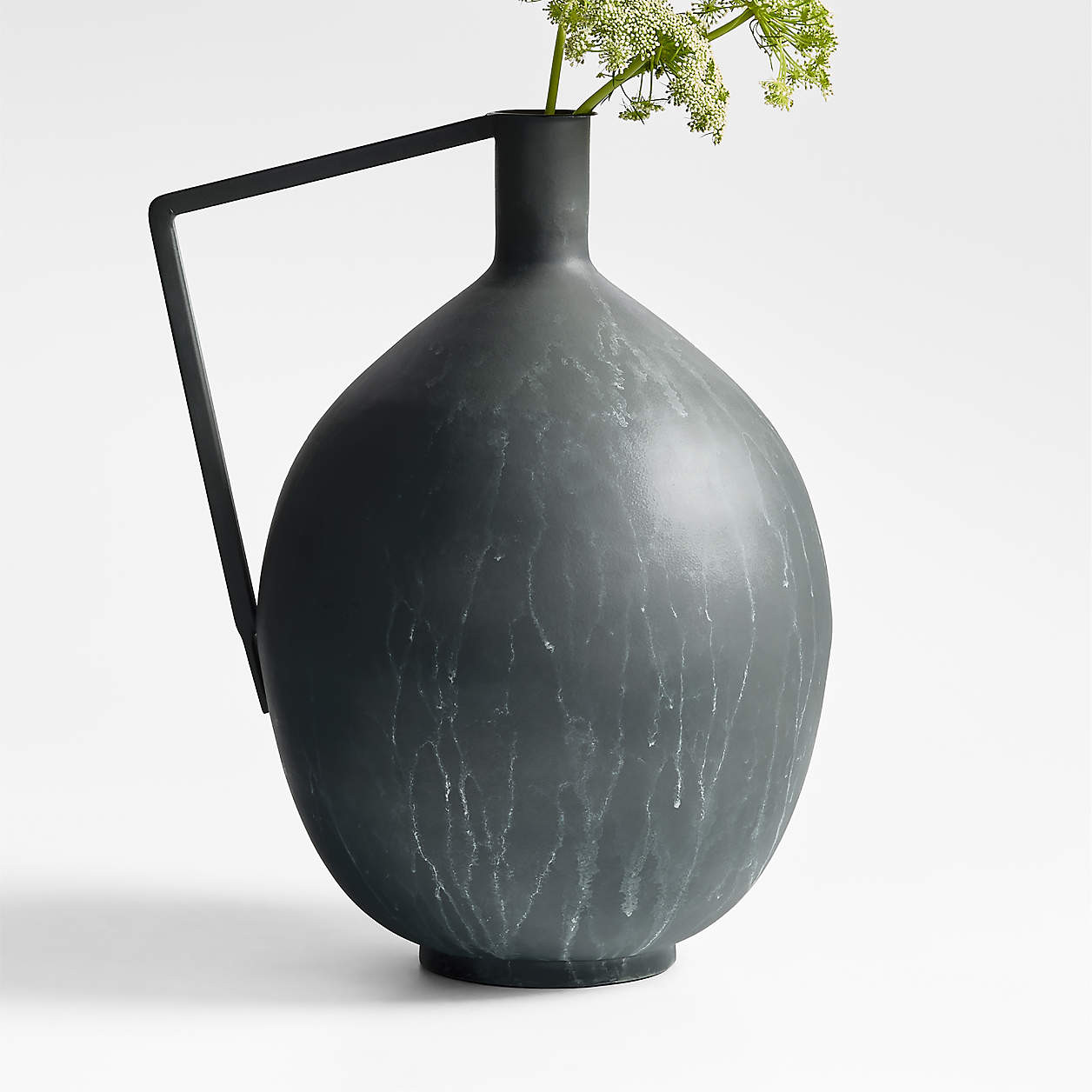 Corra One Handled Zinc Vase 15" + Reviews | Crate & Barrel | Crate & Barrel