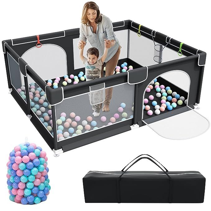 Baby Playpen, 79 x 63 Inches Extra Large Playpen with 50 PCS Ocean Balls, Indoor & Outdoor Kids A... | Amazon (US)