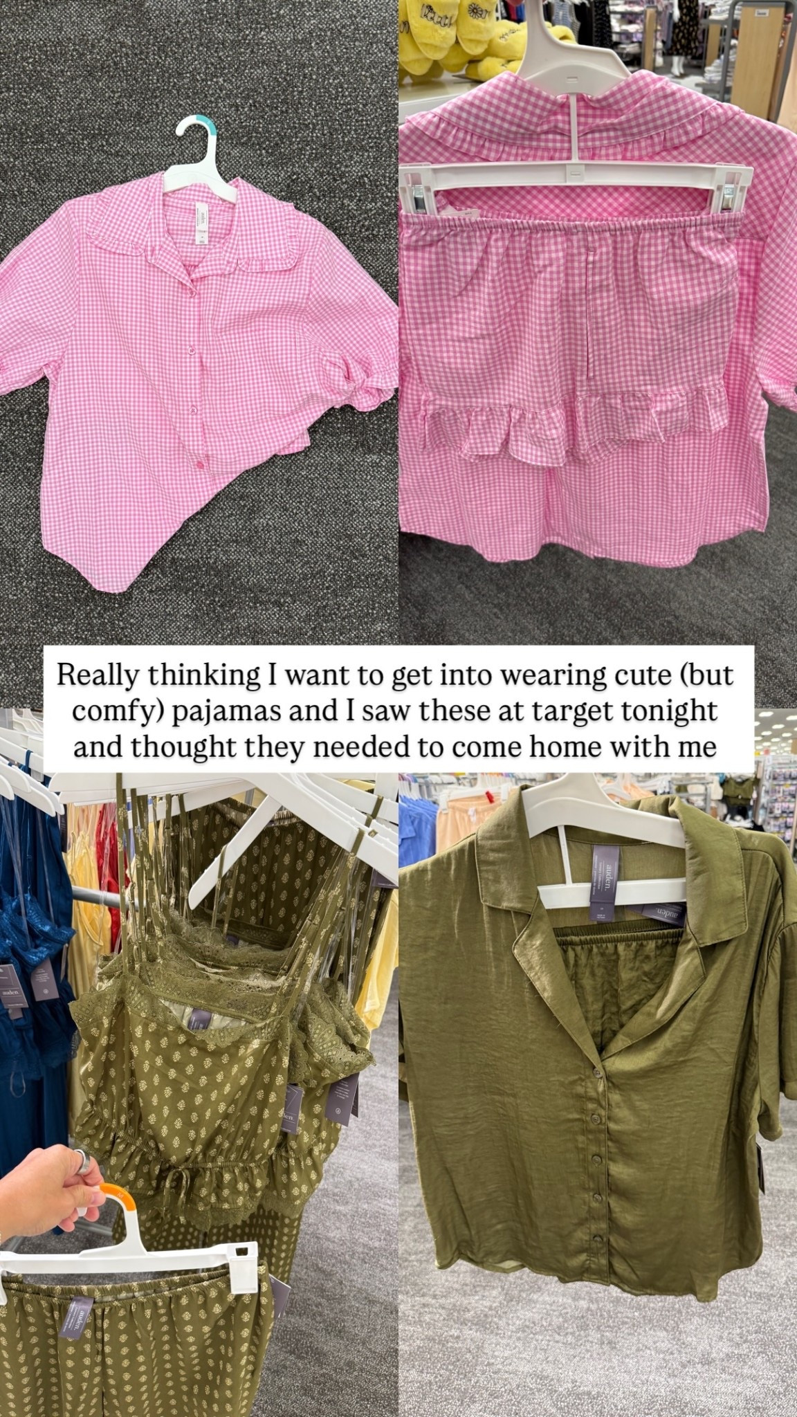 Really thinking I want to get into wearing cute (but comfy) pajamas and I saw these at target tonight and thought they needed to come home with me