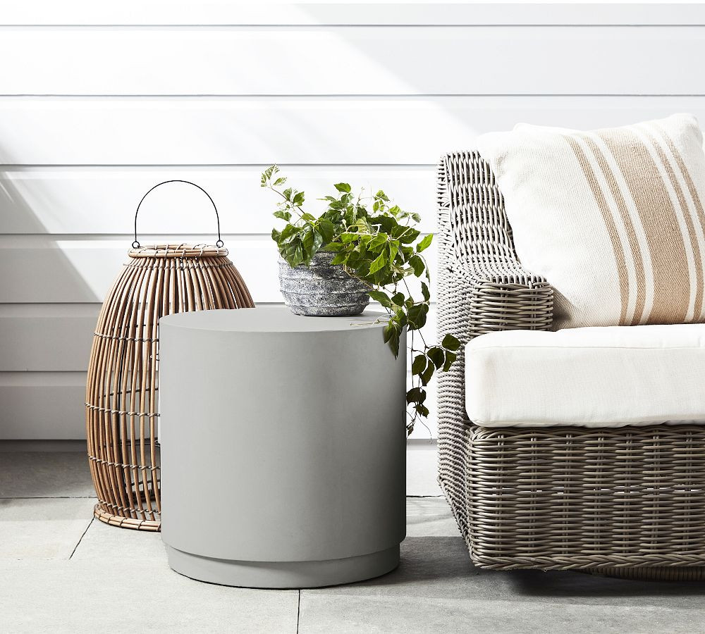 Pomona Concrete Round Outdoor Side Table | Pottery Barn (US)
