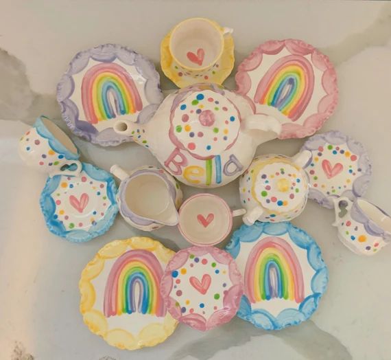 Unicorns & Rainbows Tea Set Personalized for Little Girls // | Etsy | Etsy (US)