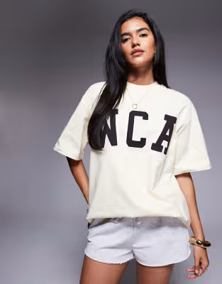 Weekend Collective Icon oversized t-shirt with embroidered WCA graphic in buttermilk | ASOS | ASOS (Global)