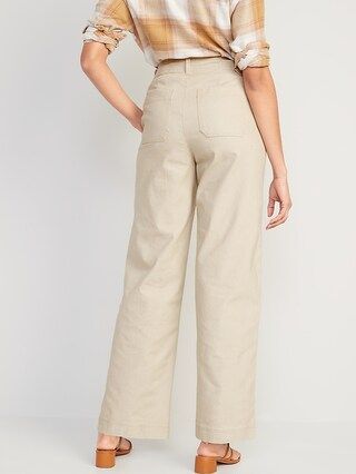 High-Waisted Canvas Wide-Leg Workwear Pants for Women | Old Navy (US)