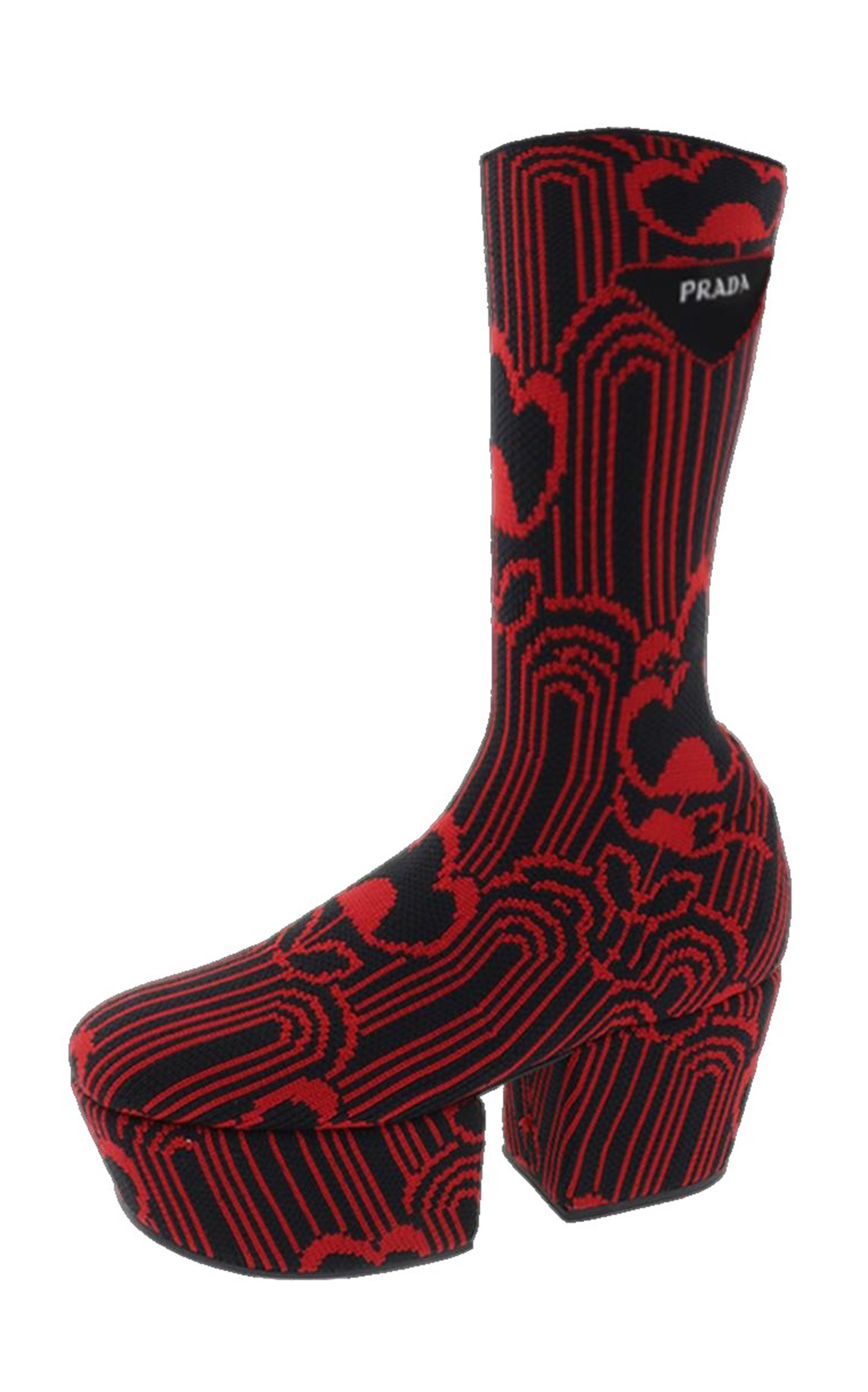 Prada - Women's Platform Jacquard Boots - Red - IT 38 - Moda Operandi | Moda Operandi (Global)