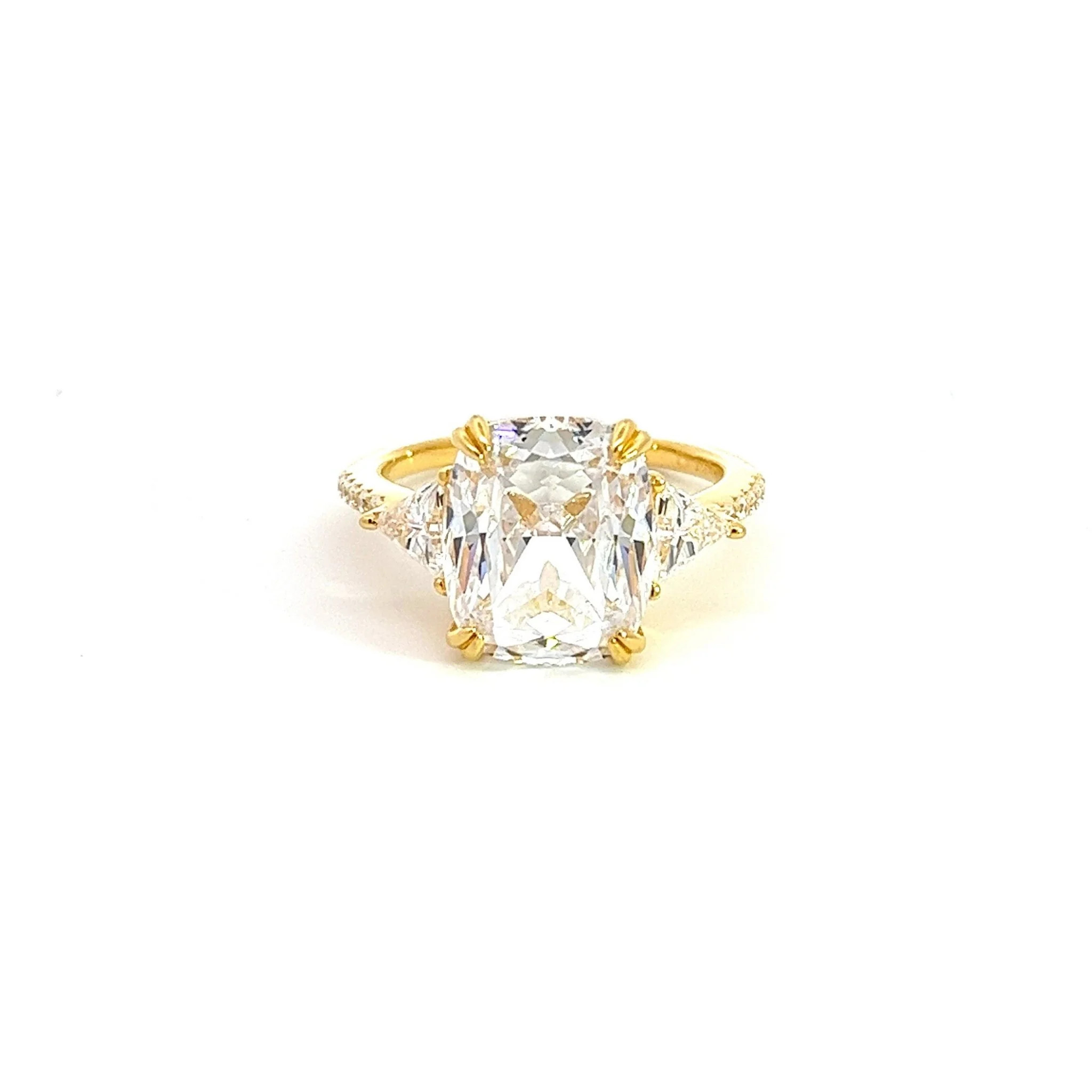Elongated Cushion Cut Karolina Yellow Gold Silver Ring | Natkina US