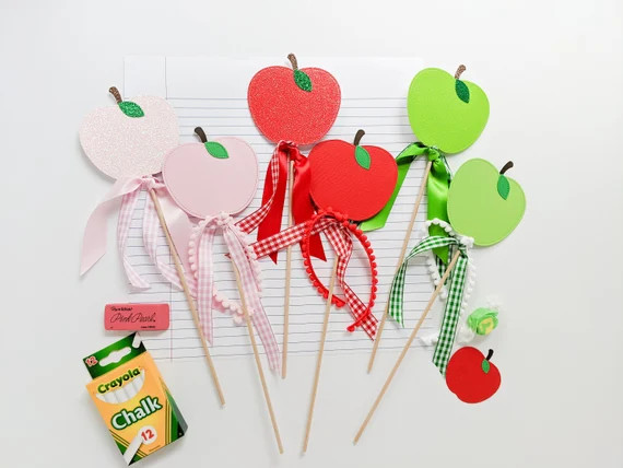 Apple wand in red, pink or green | back to school photo prop, 1st day of school, first day of sch... | Etsy (US)