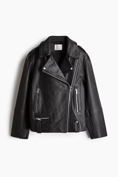 H & M - Leather biker jacket - Black | H&M (US + CA)