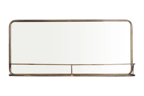 Storied Home Wide Metal Framed Wall Mirror with Shelf, Brass at Nordstrom | Nordstrom