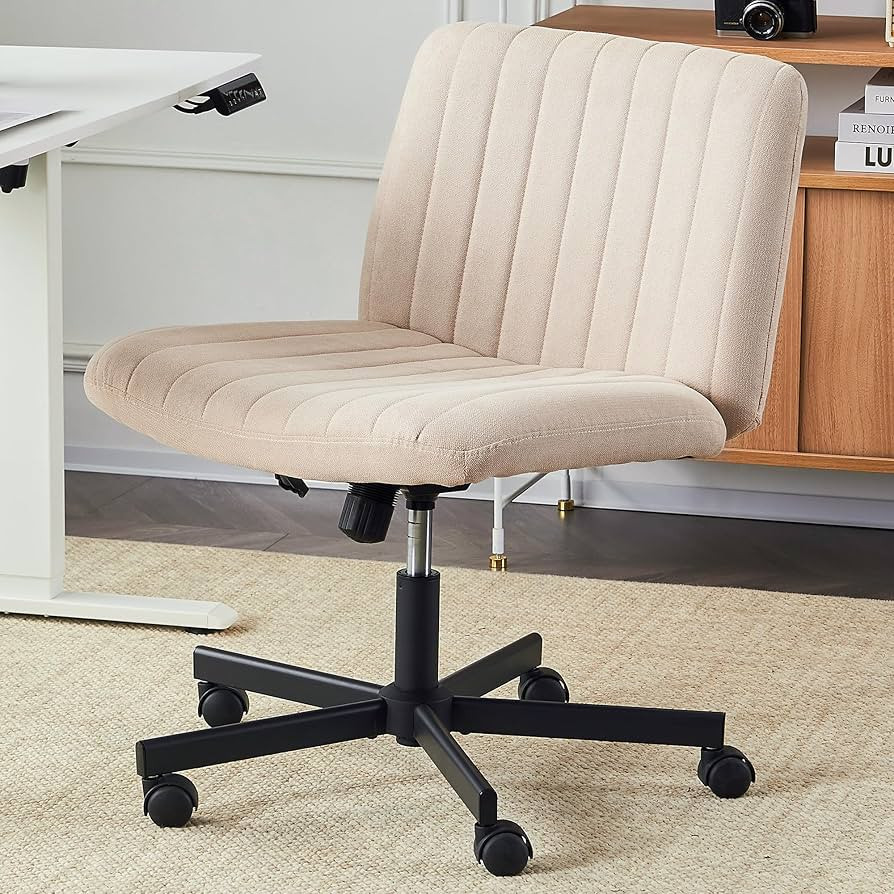 Armless Crossed Chair with Wheels Wide Armless Criss Desk Home Office Chair Swivel Fabric Accent ... | Amazon (US)
