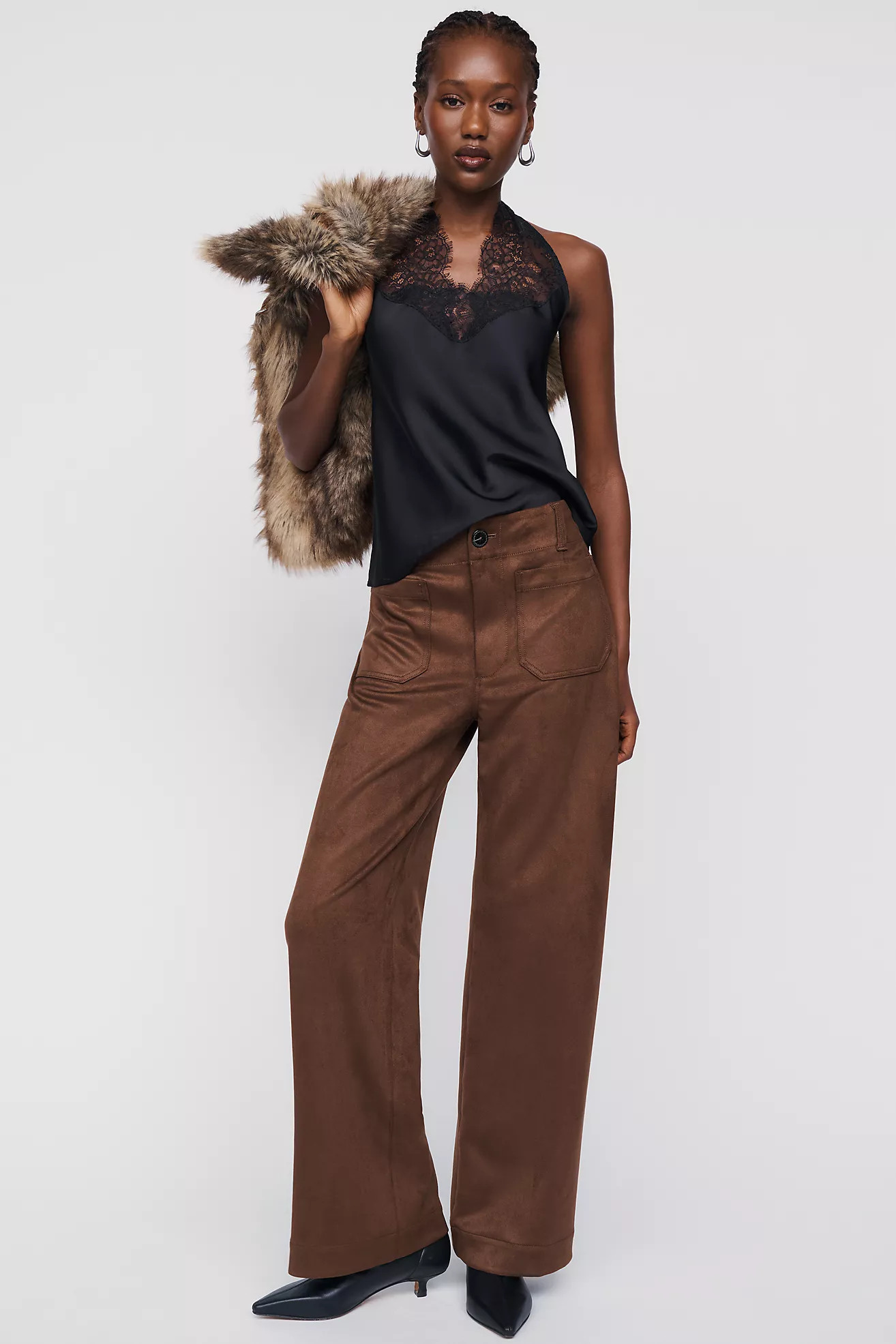@merricksart x Maeve Colette Faux Suede Full Length Pants | Anthropologie (US)