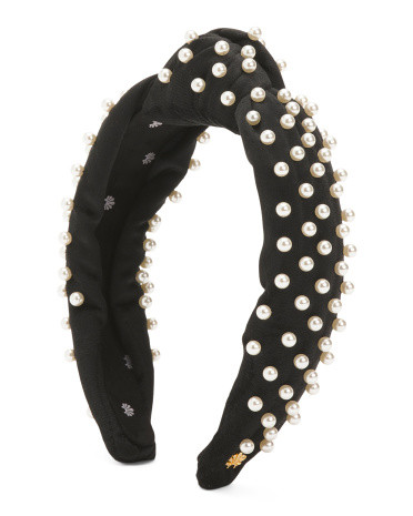 Velvet Faux Pearl Knotted Headband | TJ Maxx