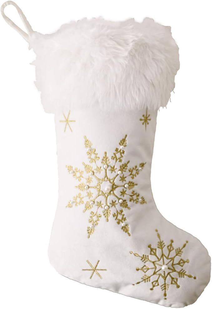 Comfy Hour Let It Snow Collection 18"x11" Christmas Winter Snowflake Stocking, Soft Plush Velvet ... | Amazon (US)