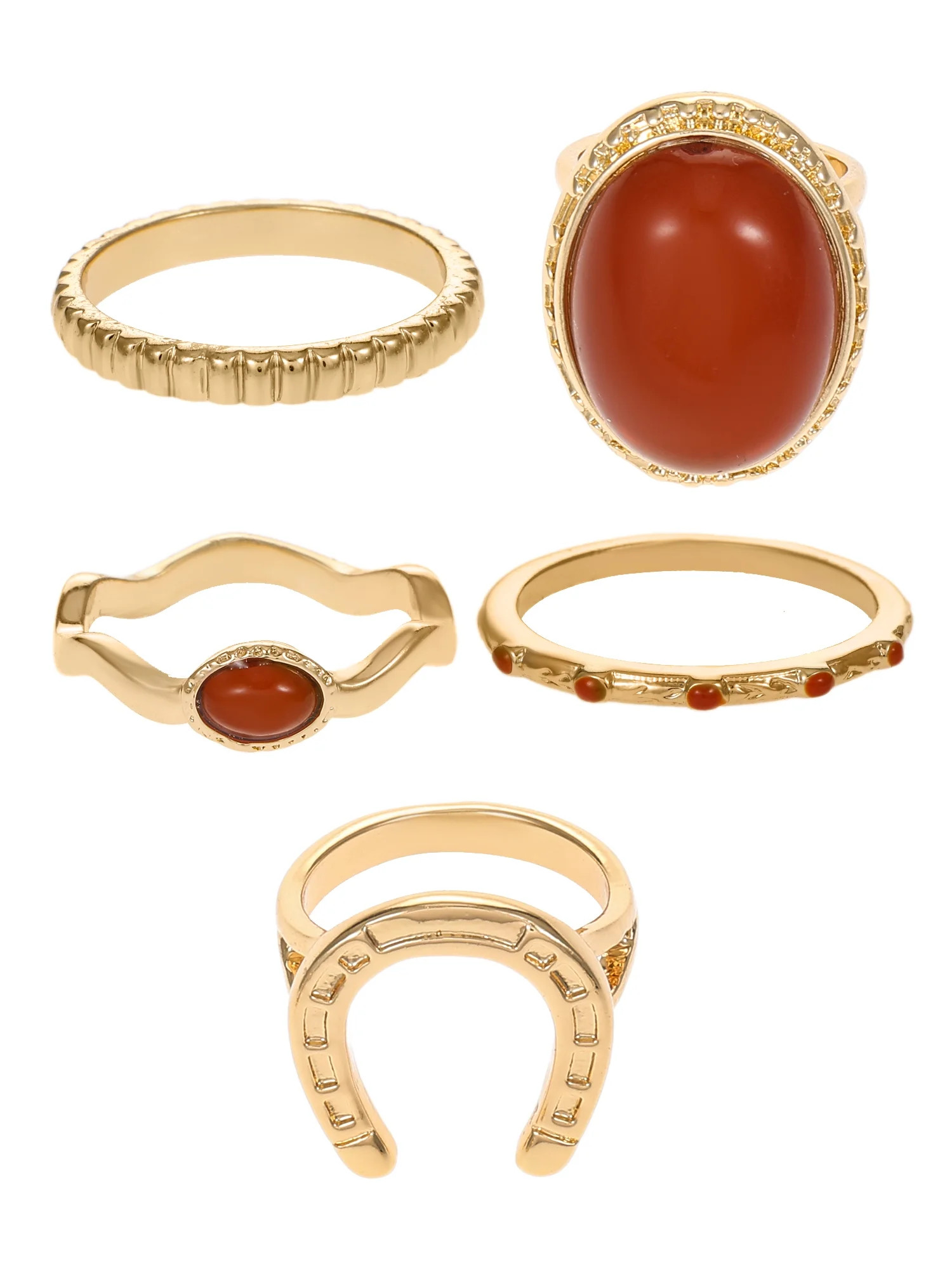 No Boundaries 5-Piece Gold Western Ring Set | Walmart (US)