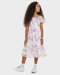 Girls Mommy And Me Floral Chiffon Tiered Dress - white | The Children's Place