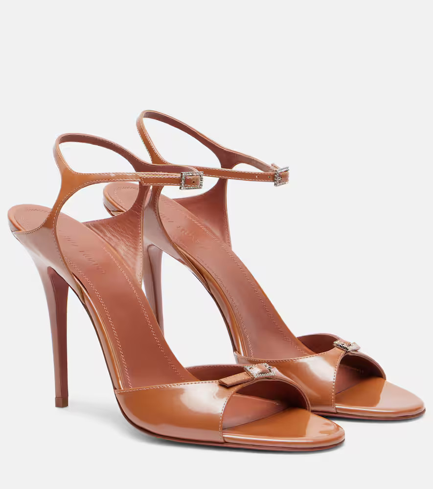 Amina Muaddi Adut 105 patent leather sandals | Mytheresa (US/CA)