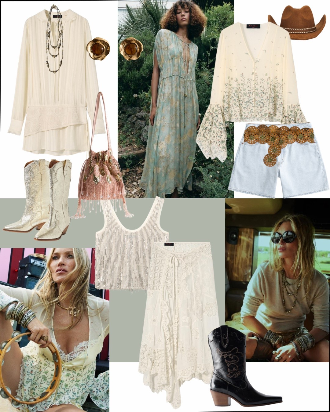 Glastonbury outfit ideas ✨ 
Festival outfit, boho chic, lace, breezy fabrics, cowboy boots, sequins, Kate Koss x Zara, rock chic, dresses, shorts, western style, glasto fest, summer look. 

#LTKsummer #LTKuk #LTKfestival