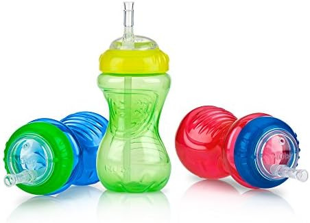 Nuby 3 Piece Boy No-Spill Cup with Flex Straw, 10 Ounce | Amazon (US)