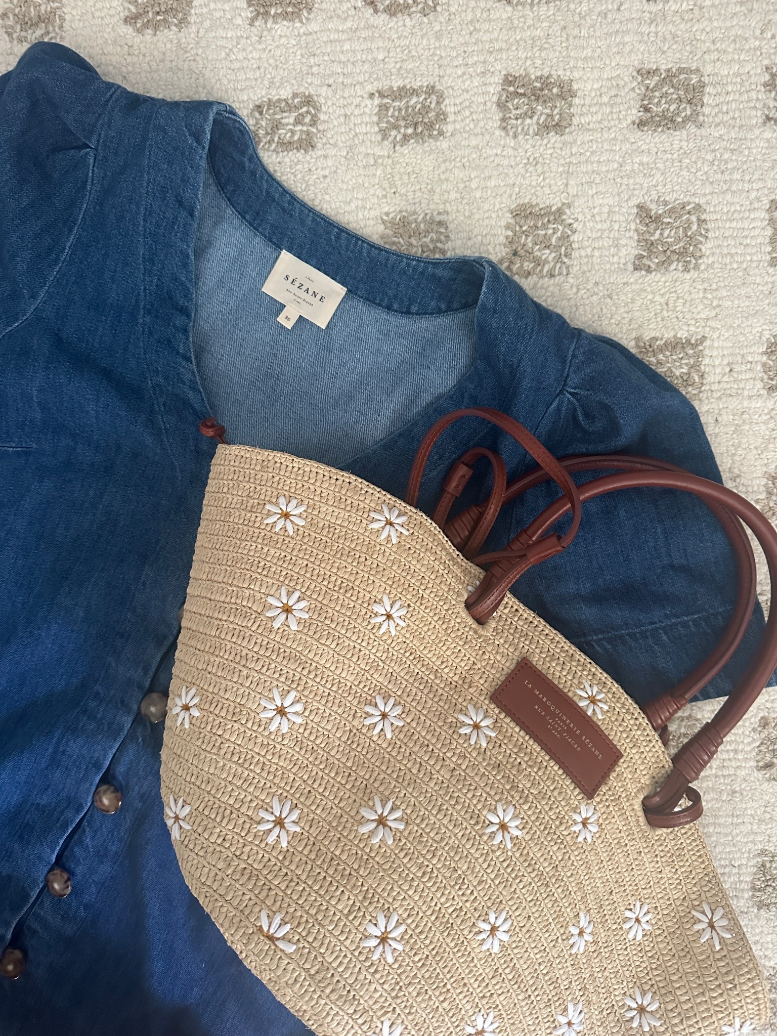 Sezane denim dress / Sezane Raffia Straw tote / summer bag / Preppy style / chic style / Summer wardrobe / Sezane 

#LTKSeasonal #LTKStyleTip #LTKItBag