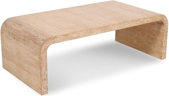 MAKLAINE Contemporary Natural White Finish Oak Wood Coffee Table | Amazon (US)