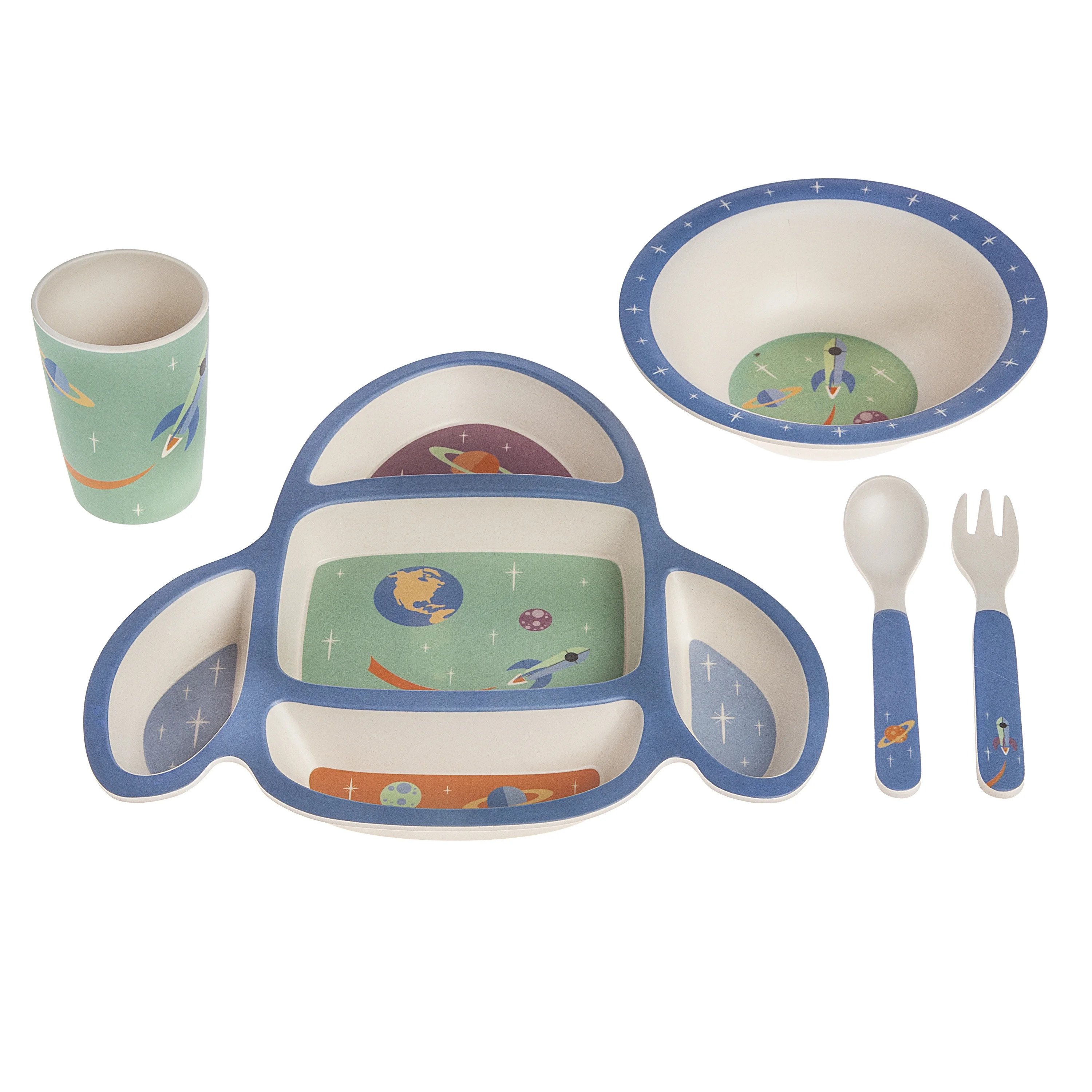 Monbebe 5 Piece Bamboo Mealtime Set, Rocket | Walmart (US)